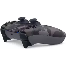 Zoom sur les gachettes adaptatives et les grips de la manette PlayStation 5 camouflage gris