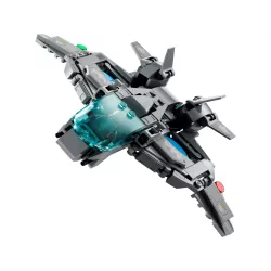 Le vaisseau Quinjet et le monstre Leviathan articulé volant autour de la tour LEGO 76269