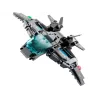 Le vaisseau Quinjet et le monstre Leviathan articulé volant autour de la tour LEGO 76269