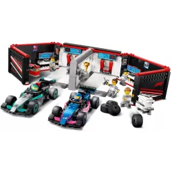 Minifigures de pilotes et techniciens avec casques et outils de telemetrie LEGO City F1