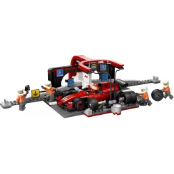 Voiture de Formule 1 Ferrari en briques LEGO et sa figurine de pilote en combinaison rouge
