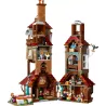 Vue intérieure des etages de la maison des Weasley avec la cuisine et les chambres LEGO