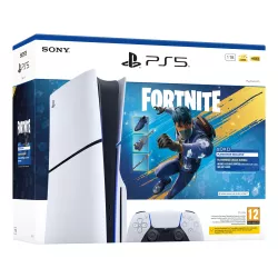 Face avant de la boîte officielle du pack console PS5 Slim 1 To Fortnite Chaos Fleuri