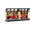 Illusion de profondeur de la voie 9 trois quarts avec la locomotive rouge LEGO