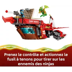 Interieur du QG mobile avec postes de commande et canons lanceurs de tenons LEGO