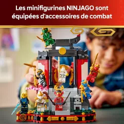 Les huit figurines LEGO NINJAGO incluses avec Kai Lloyd Zane Cole Jay et Maitre Wu