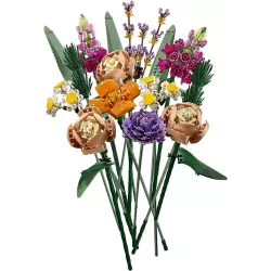 Zoom sur les petales de roses et marguerites en briques LEGO du bouquet 10280