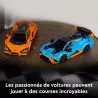 Detail de la supercar hybride Lamborghini Revuelto LEGO avec figurine de pilote