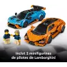 Supercars LEGO Lamborghini Revuelto et Huracan STO assemblees avec leurs ailerons