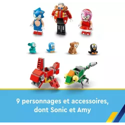 Robot mecha articulé du Dr Eggman combattant la figurine de Sonic LEGO