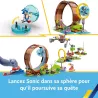 Sphere de vitesse bleue propulsee a toute allure dans le looping geant du set LEGO 76994