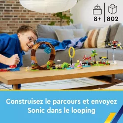 Sphere de vitesse bleue propulsee a toute allure dans le looping geant du set LEGO 76994