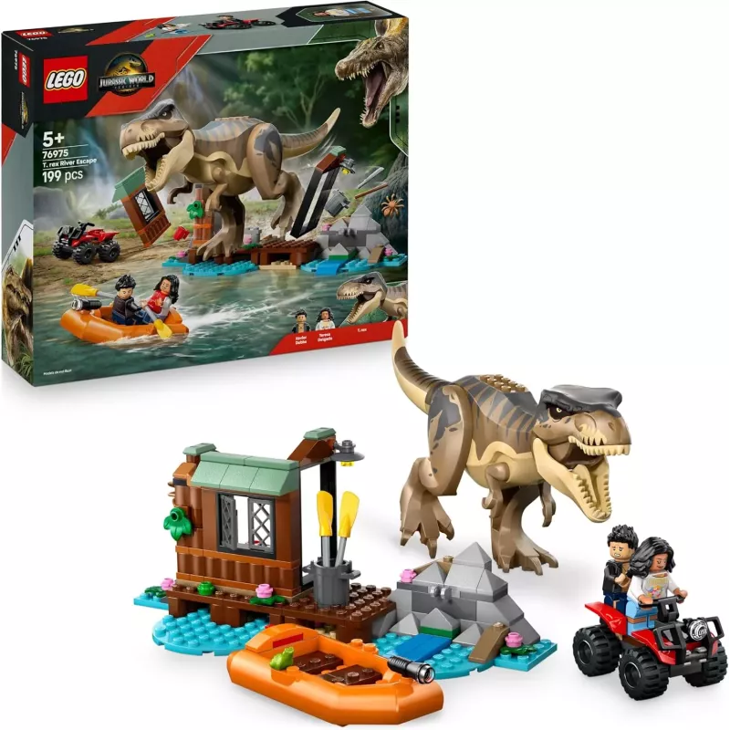 Boite officielle du set LEGO Jurassic World 76975 Le T rex et l evasion sur la riviere neuf scelle
