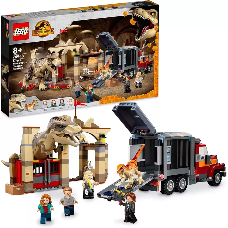 Boite officielle du set retire LEGO Jurassic World 76948 L Evasion du T rex et de l Atrociraptor neuf scelle