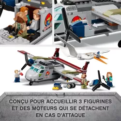 Avion cargo LEGO avec helices tournantes et moteurs detachetables sous l attaque