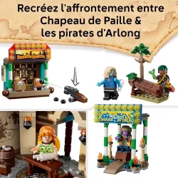 Minifigures LEGO de Monkey D Luffy Zoro trois sabres Nami et Arlong du set 75638