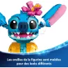 Detail du visage de Stitch avec fleur rose sur la tete et cornet de glace LEGO