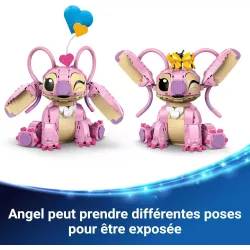 Detail du visage d Angel avec fleur tropicale doree et rose du set LEGO 43257