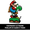 Sculpture pixel art LEGO de Mario chevauchant Yoshi style Super Nintendo 16 bits