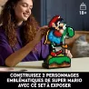 Maquette d exposition LEGO Super Mario World Mario et Yoshi exposee pres d une console de jeu