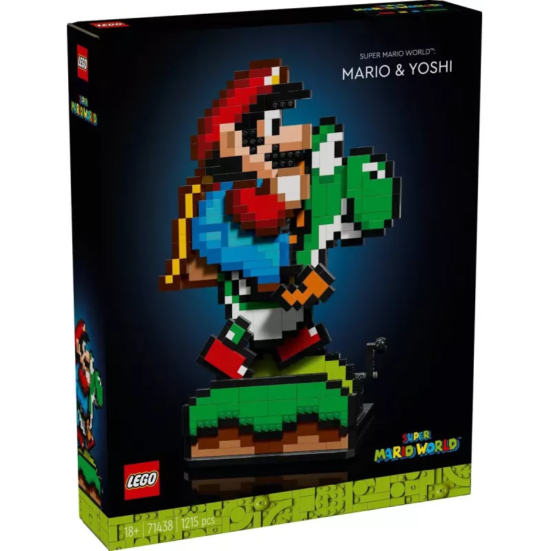 Boite officielle du set LEGO Super Mario 71438 Super Mario World Mario et Yoshi pixel art neuf scelle