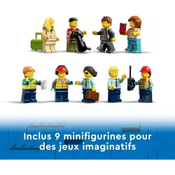Minifigures LEGO City de pilotes hotesse de l air agents et voyageurs avec bagages