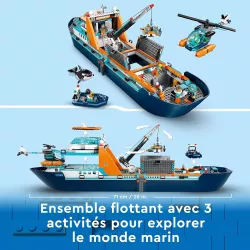 Grand brise glace LEGO City avec grue immergeant le sous marin d exploration