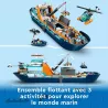 Grand brise glace LEGO City avec grue immergeant le sous marin d exploration