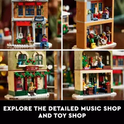 Diorama de Noel LEGO Icons 10308 avec sapin et minifigures en decoration festive