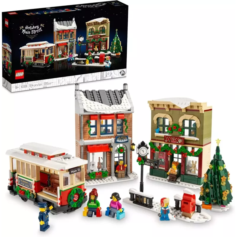 Boite officielle du set LEGO Icons 10308 La Grande Rue Decoree pour les Fetes neuf scelle