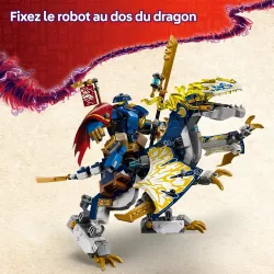 Robot de combat articulé LEGO Ninjago avec ailes draconiques et grande arme de poing