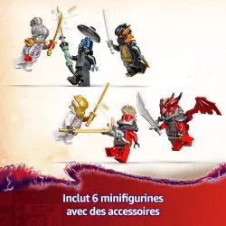 Minifigures LEGO Ninjago s affrontant avec les armes de glace du robot de Zane