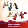 Minifigures LEGO Ninjago s affrontant avec les armes de glace du robot de Zane