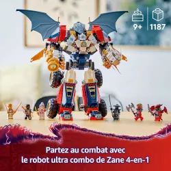 Separation modulaire du robot ultra combo de Zane en jet aerien et vehicule terrestre LEGO