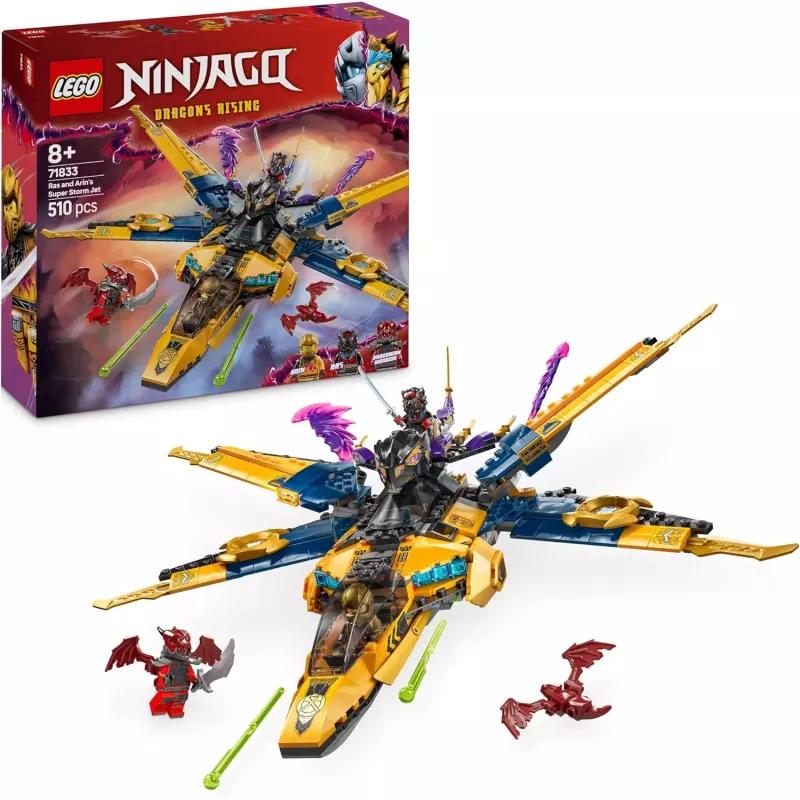 Boite officielle du set LEGO Ninjago 71833 Le super avion tempete de Ras et Arin neuf scelle