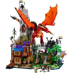 Grand dragon rouge articule agrippant la tour de garde medievale LEGO 21348