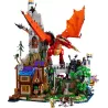 Grand dragon rouge articule agrippant la tour de garde medievale LEGO 21348