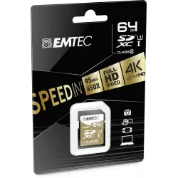 Emballage blister officiel carte memoire SDXC Emtec SpeedIn Pro 64 Go U3 V30 4K neuf scelle