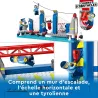 Recrue de police glissant sur la tyrolienne et mur d escalade du set LEGO 60372