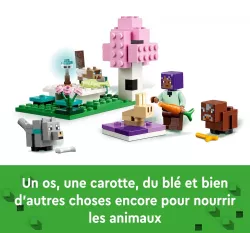 Enclos des bebes animaux avec mangeoire et bebes mobs du set LEGO Minecraft 21253