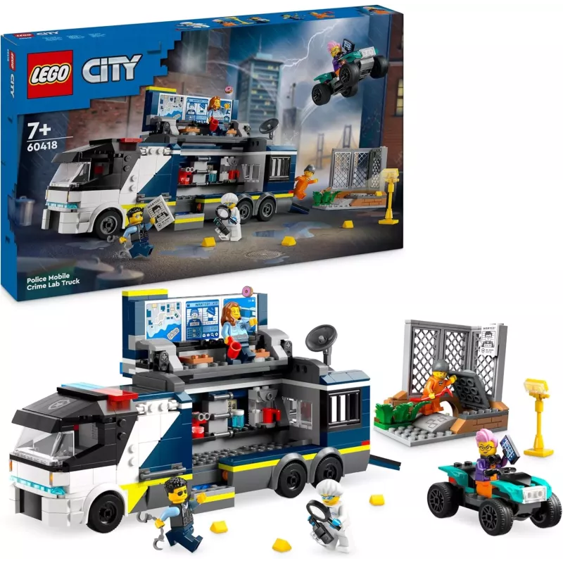 Boite officielle du set LEGO City 60418 Le Laboratoire de Police Scientifique Mobile 674 pieces neuf scelle
