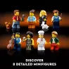 Les 8 minifigurines et instruments de musique inclus dans le set LEGO 10312 en situation de concert