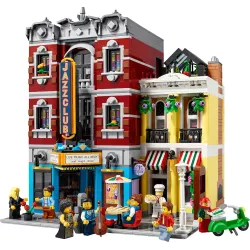 Vue d ensemble de la facade et de l enseigne retro du Club de Jazz LEGO 10312