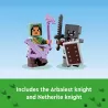Figurines des chevaliers en armure face a la creature Warden du set LEGO 21246