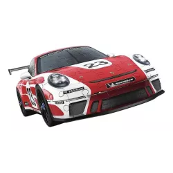 Vue dynamique trois quarts de la Porsche 911 GT3 Cup Salzburg en puzzle 3D Ravensburger