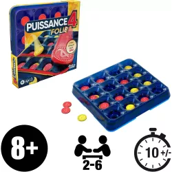 Vue du plateau horizontal et des pions a faire rebondir du jeu age temps Puissance 4 Folie