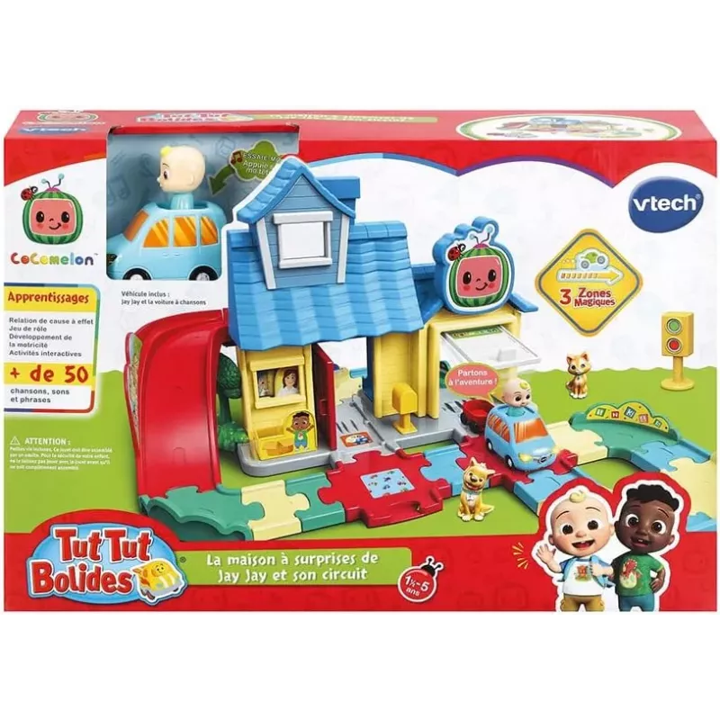 Boite officielle du jouet Tut Tut Bolides La maison a surprises de JJ CoComelon VTech 3417765579059 neuf scelle