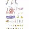 Gros plan sur les 3 figurines bebes incluses dont le bebe Lapin Chocolat en costume de sirene Sylvanian Families 5701