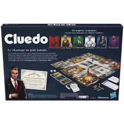 Verso de la boite du jeu Cluedo Edition 2023 illustrant les regles et le code barre EAN