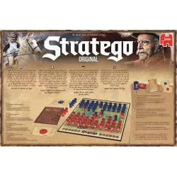 Verso de la boite du jeu Stratego Original Jumbo illustrant les regles et le code barre EAN